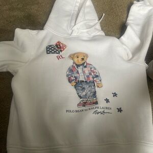 Ralph Lauren White Sweatshirt with Bear Graphic